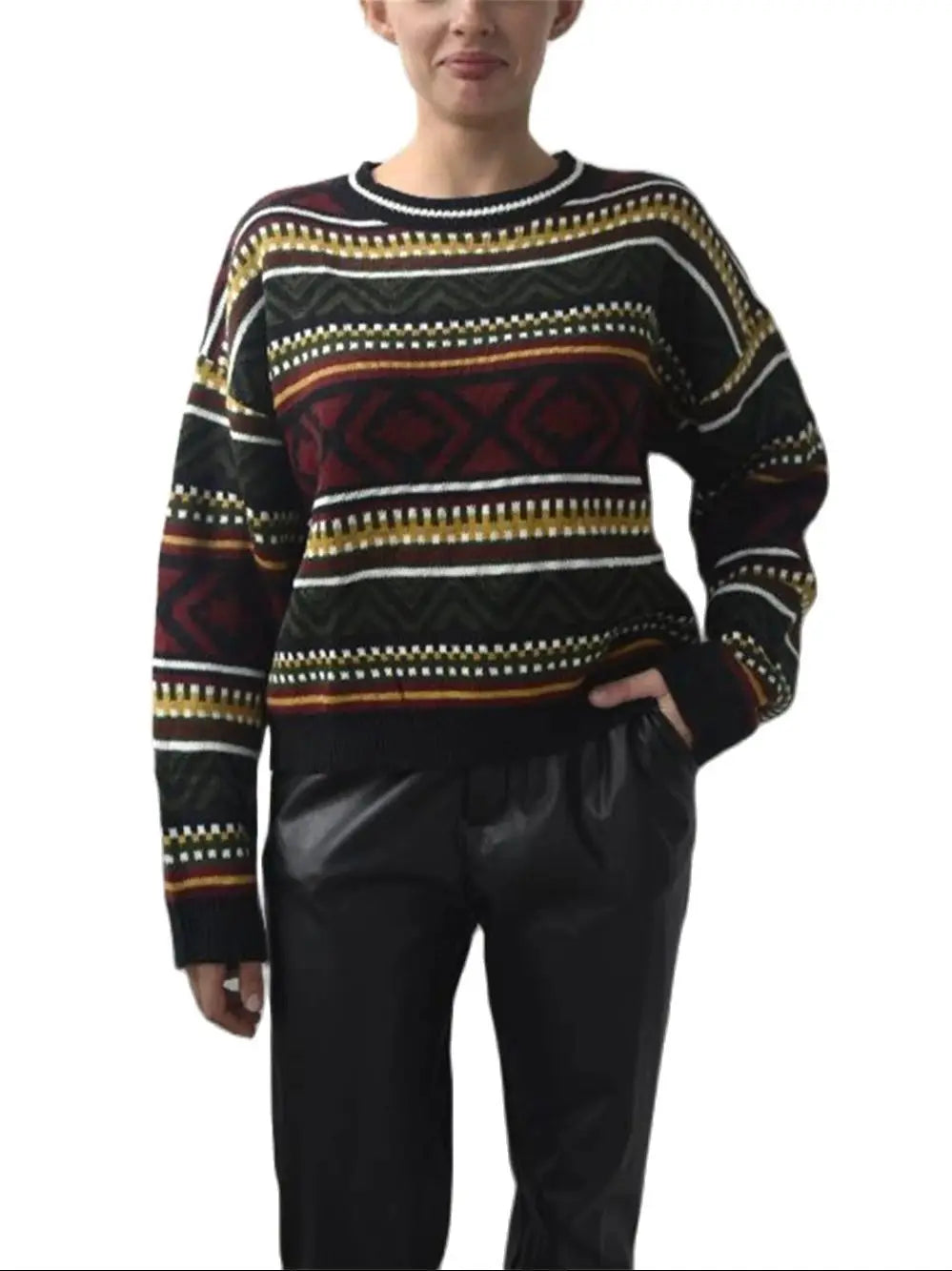 Vintage Sweaters Women Oversized Thicken Knitwear BF Unisex Couples Winter Pullovers Femme Woolen Sweater Striped Tops
