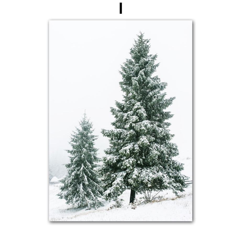 Christmas Red House Squirrel Deer Pine Tree Wall Art Canvas Painting Living Room Decoration Posters Prints Home Wall Pictures