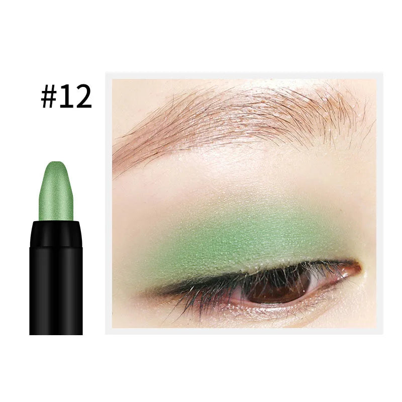 qgtao - Waterproof Pearlescent Eyeshadow Pencil Stick 16 Colors Lasting Glitter Shimmer Eye Shadow Pen Eyeliner Stick Eyes Makeup Tools