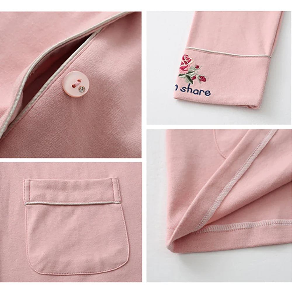 qgtao M-3XL 100% Cotton Elastic Waist Trousers Sets Spring Autumn Print Sleepwear Women's Big Size Pajama Breathable Soft Pijama Mujer