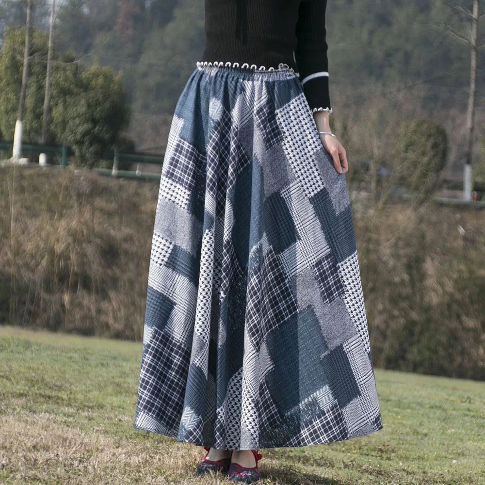 Summer Ethnic Style Cotton Linen Bohemian Streetwear Y2k Skirt Fashion Clothes Long Skirts Women Clothing Casual Vintage Elegant