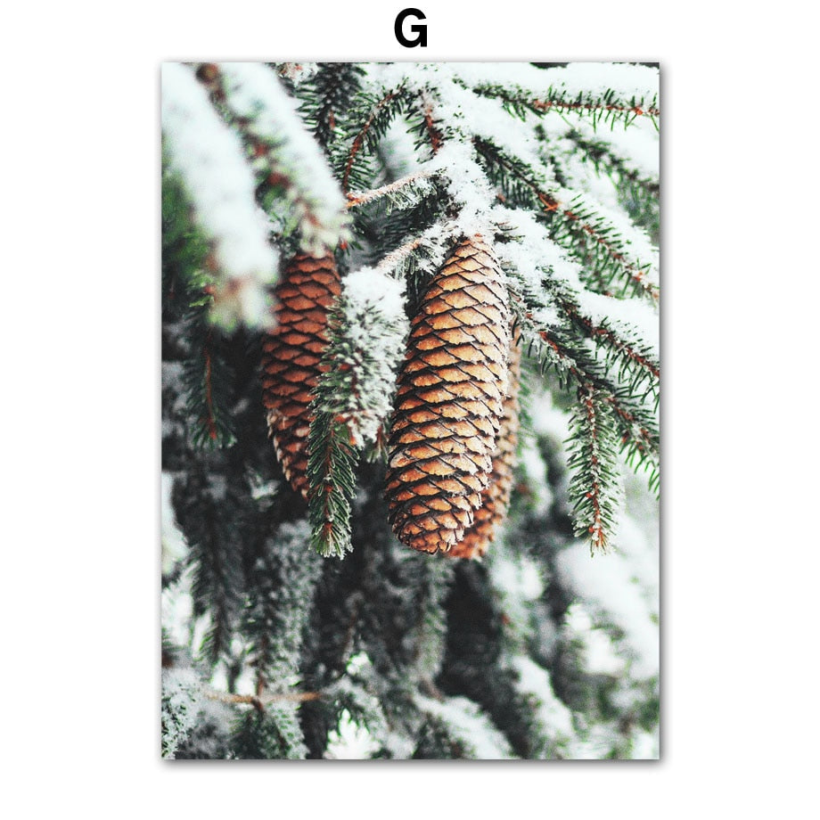 Christmas Red House Squirrel Deer Pine Tree Wall Art Canvas Painting Living Room Decoration Posters Prints Home Wall Pictures
