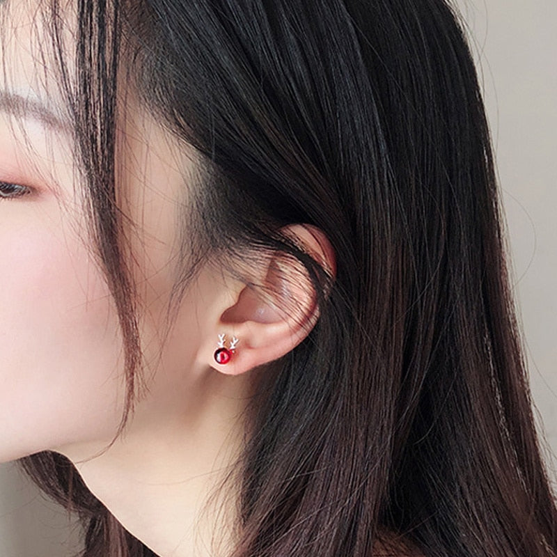 Cute Christmas Elk Dangle Earrings For Women Charm Xmas Deer Star Bowknot Round Ball Drop Earring Girls New Year Party Jewelry