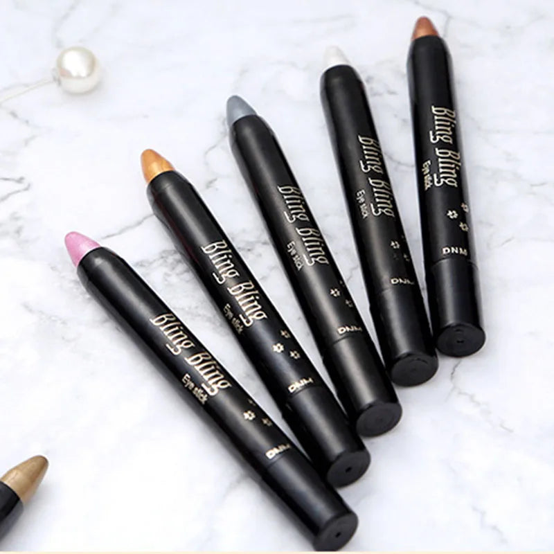 qgtao - Waterproof Pearlescent Eyeshadow Pencil Stick 16 Colors Lasting Glitter Shimmer Eye Shadow Pen Eyeliner Stick Eyes Makeup Tools