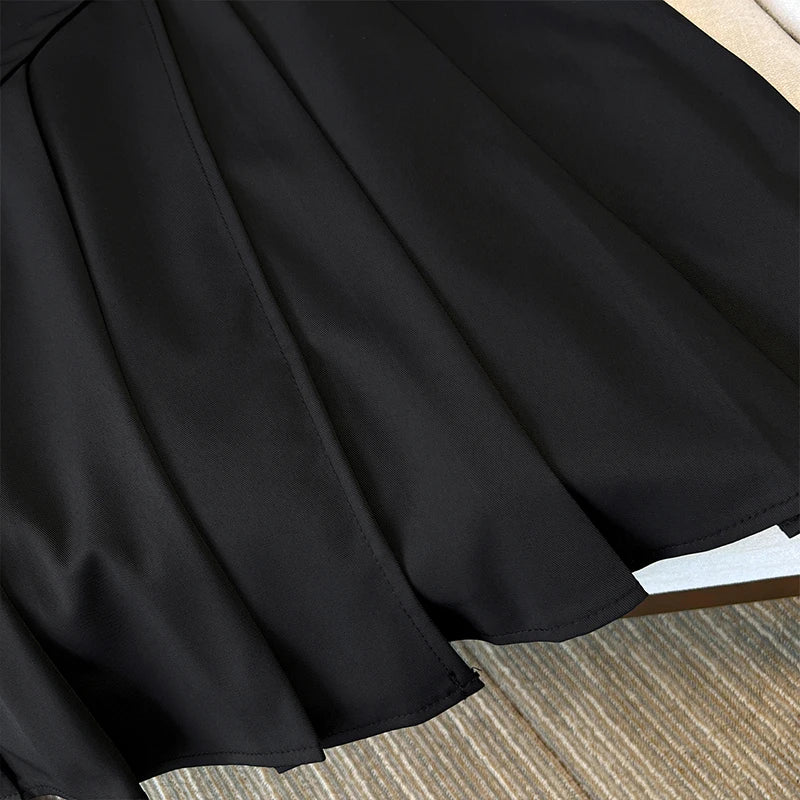 qgtao Plus-size women's Summer Fashion Polyester suit Dress Black commuter professional dress Mature dry party dress