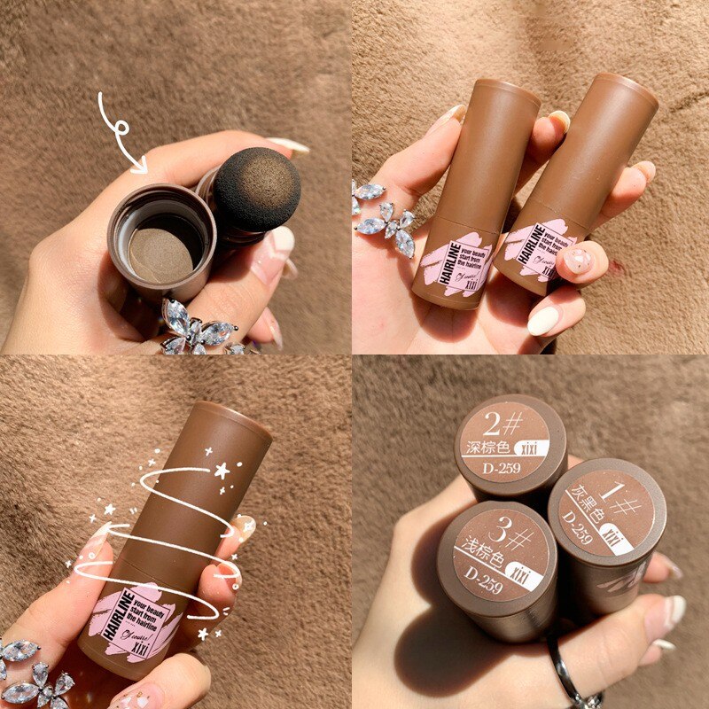 Black Brown Hair Shadow Stick Hairline Contour Powder Natural Instantly Cover Hair Root Edge Shadow Eyebrow Filling Powder 1PCS