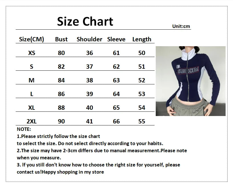 qgtao Y2K T-Shirt Women Long Sleeve Letter Print T-Shirt Stitching High Street Tee Jacket Ladies Zipper Slim Aesthetic Clothes