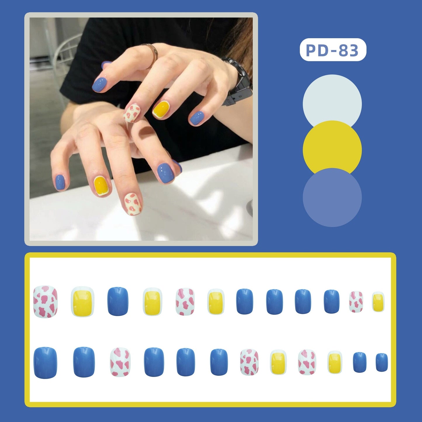 24pcs/box Christmas Fake Nails Style Art Nail Tips Press on False with Glue Designs Set Full Cover Artificial Short Fingernails