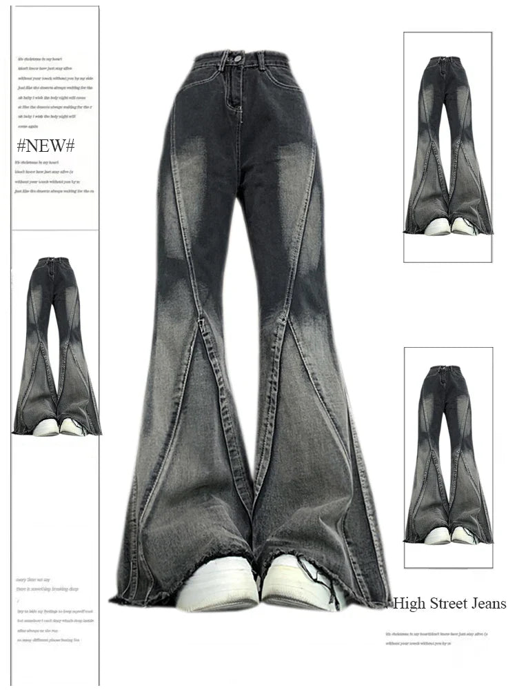 2024 Women Black Gothic Jeans Harajuku Y2k 90s Aesthetic Vintage Fashion Denim Trousers 2000s Wide Jean Pants Trashy Emo Clothes
