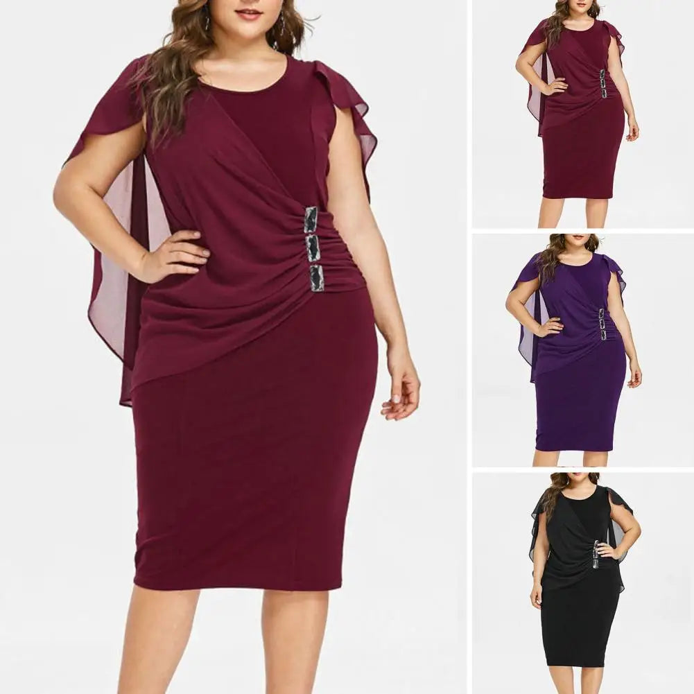qgtao Plus Size Party Dresses for Women 2024 Autumn Winter Emnroidry Evening Midi Dress Fashion Flare Sleeve Elegant Dress 3XL 4XL5XL