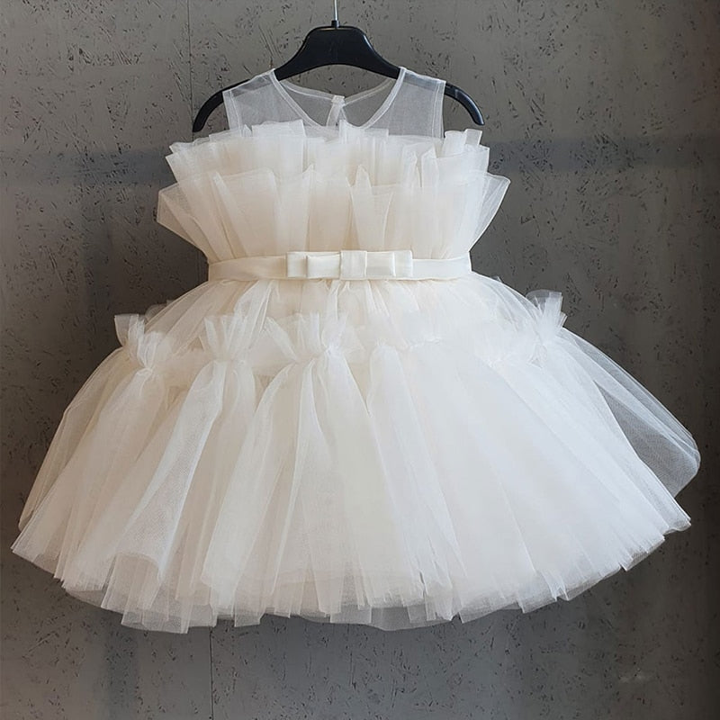 Summer Lace Princess Dresses For Kids 1-5 Year Birthday Dress Flowers Girls Dress Children's Birthday Party Costume Infant Dress