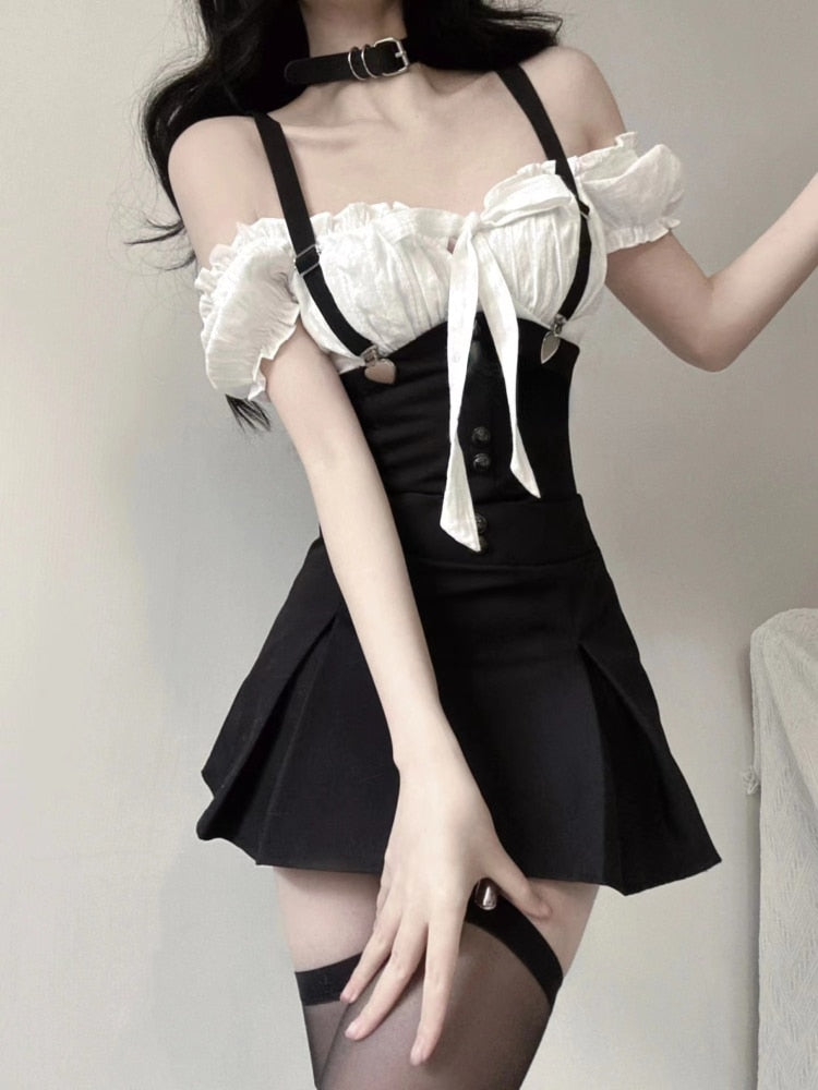 Black Bodycon 2 Piece Dress Set