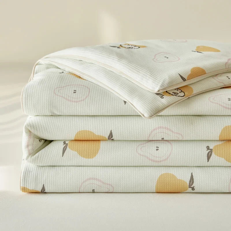 Yeknu Summer Quilt Class A Knitted Aerobic Cotton Printed Soybean Quilt Summer Bedspread Home Textiles