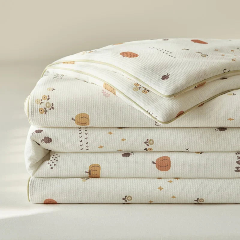 Yeknu Summer Quilt Class A Knitted Aerobic Cotton Printed Soybean Quilt Summer Bedspread Home Textiles
