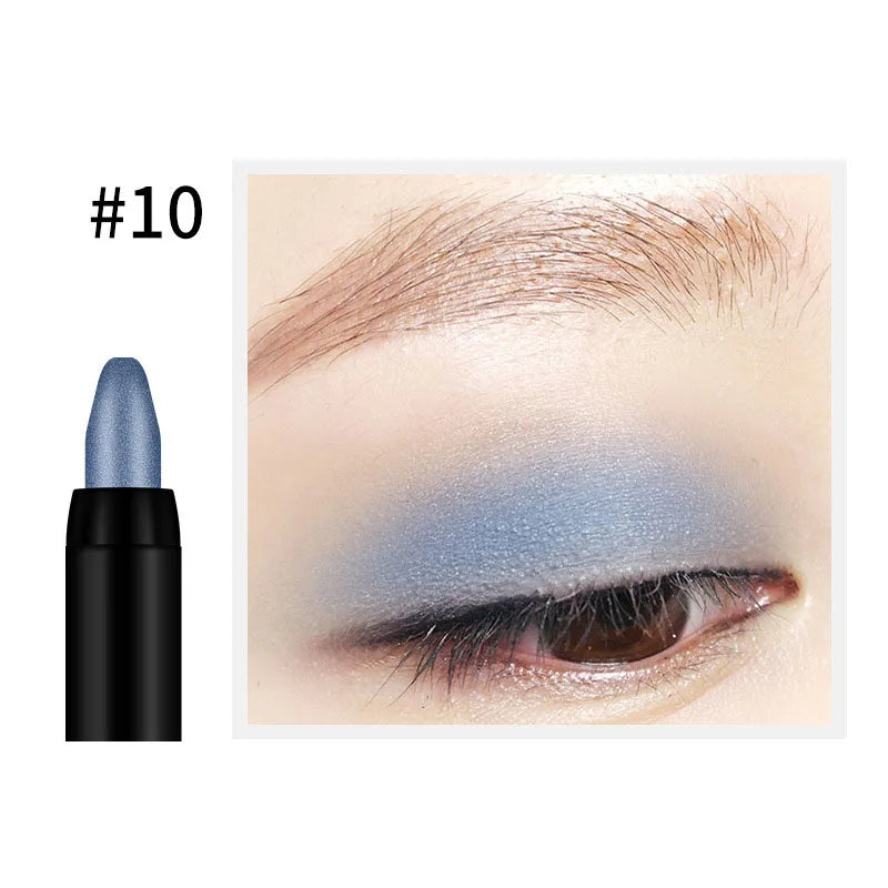 qgtao - Waterproof Pearlescent Eyeshadow Pencil Stick 16 Colors Lasting Glitter Shimmer Eye Shadow Pen Eyeliner Stick Eyes Makeup Tools