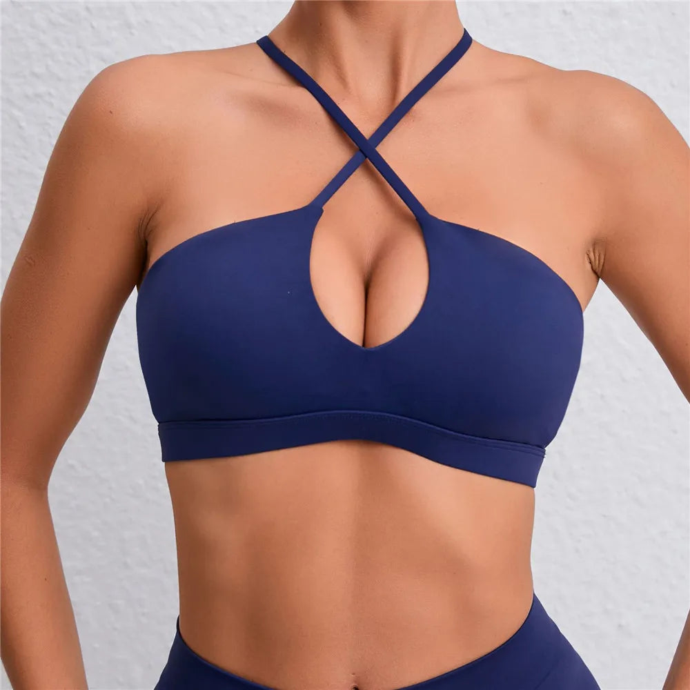 qgtao Hot Girl Hollow Out Running Sports Bra Fitness Yoga Bra Crop Tank Top Underwear Women Vest Shockproof Shirt Jogging Sportswear