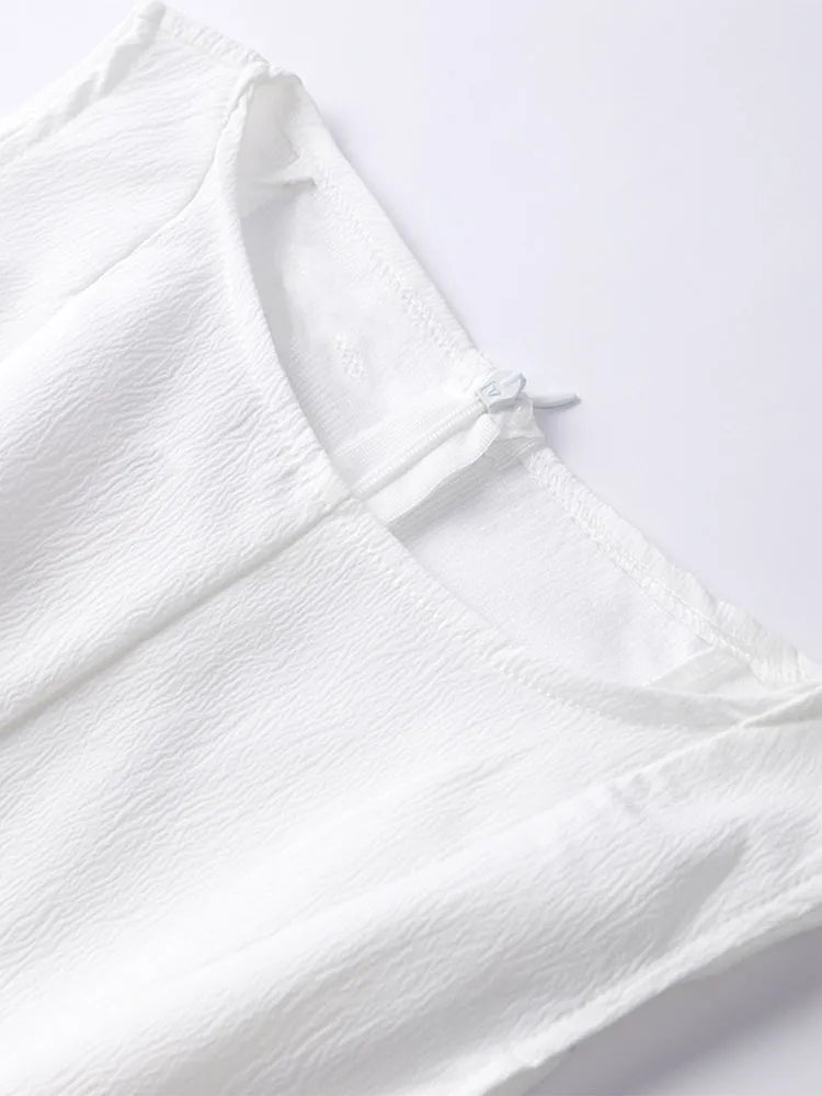 qgtao Elegant Pleated Mini Dress Women Slim O-neck Sleeveless High Waist Female Dresses 2024 Summer Fashion Lady High Street Vestidos