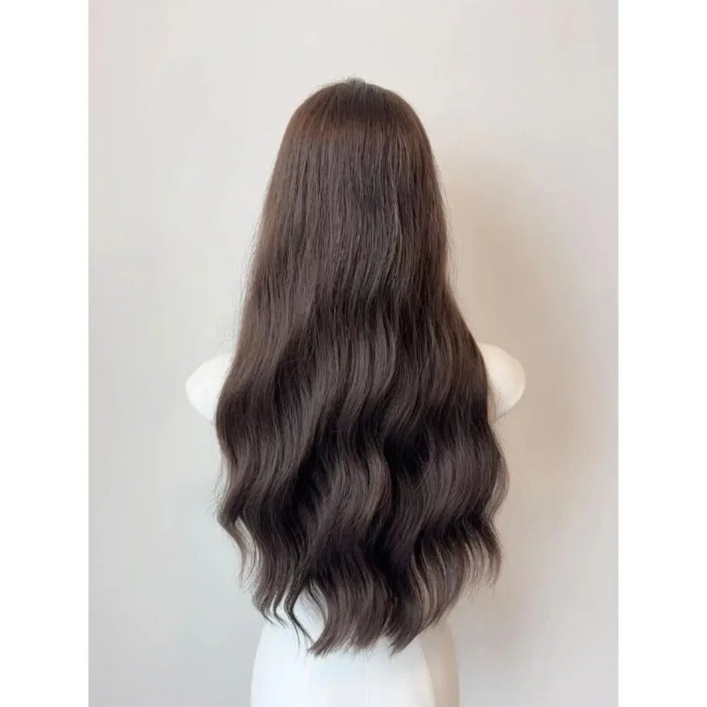 OKLULU - Wig for Women Long Wavy Black Brown Wigs Natural Water Ripple Center Parted Eight Curly Hair Soft Hair.for Daily Use Cosplay