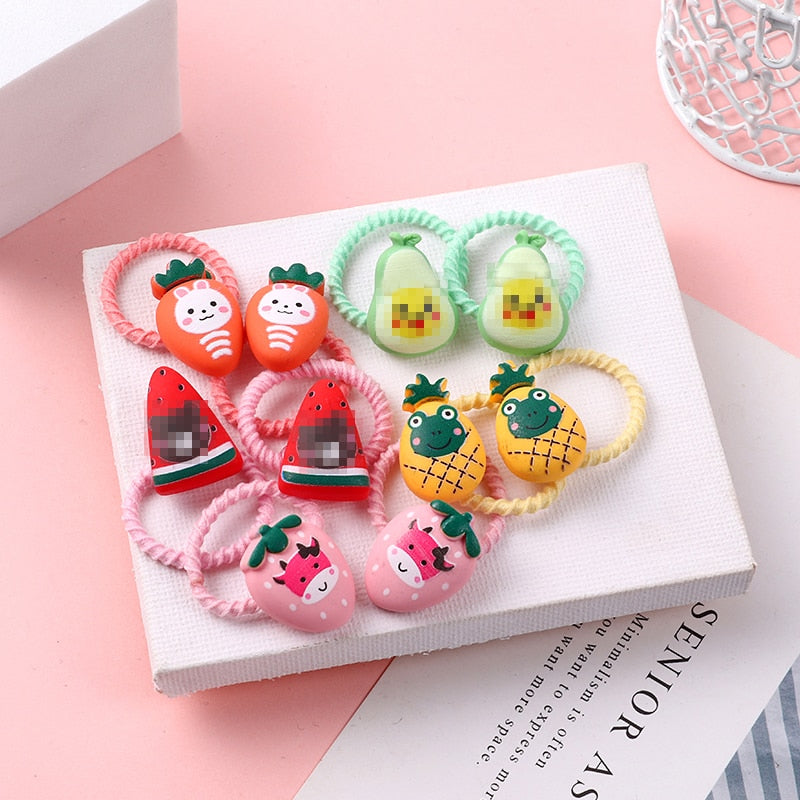 10PCS/Set Girls Cute Hair bands Elastic Rubber Band Headwear Hair Accessories Kids Cartoon Animals Headband Ornaments Gift