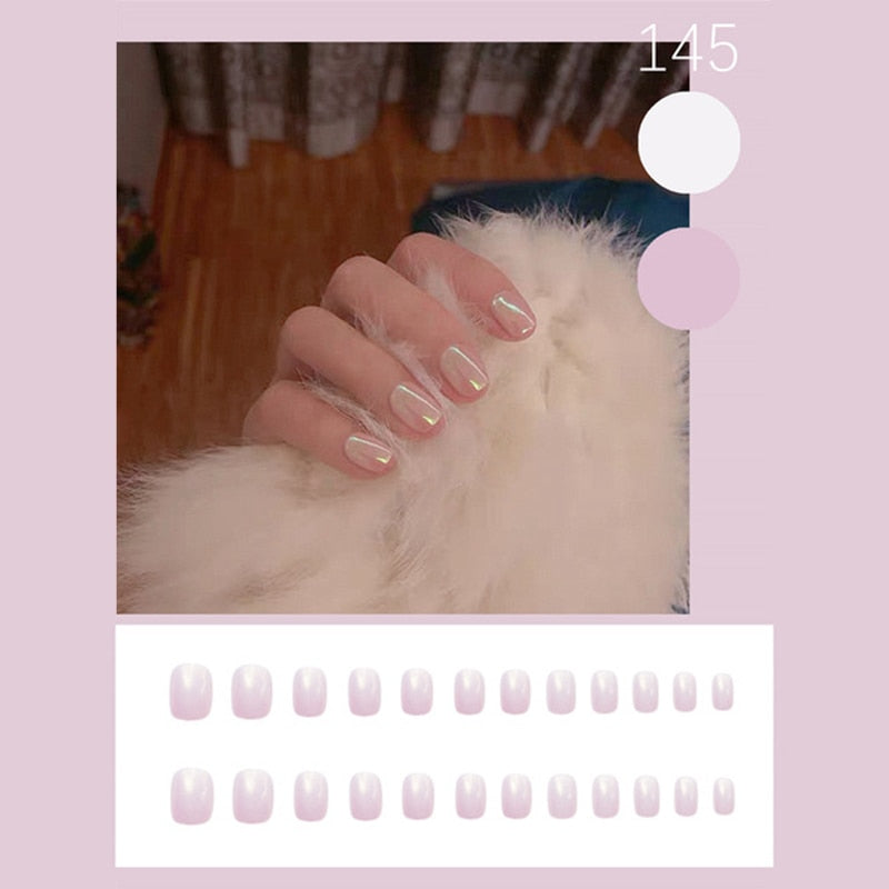 24pcs/box Christmas Fake Nails Style Art Nail Tips Press on False with Glue Designs Set Full Cover Artificial Short Fingernails