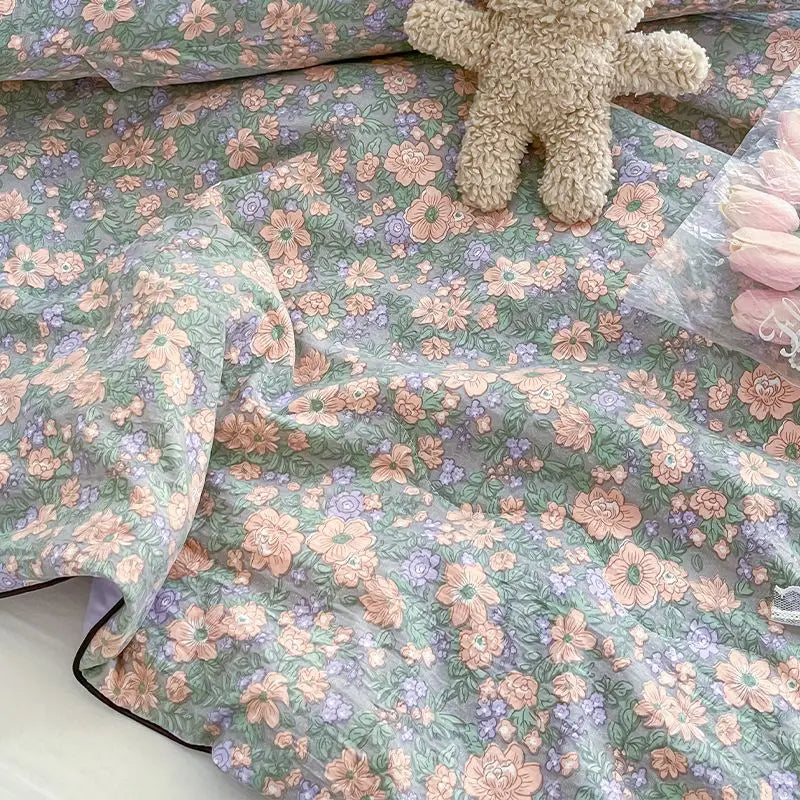 Yeknu Summer Quilt Air Conditioning Quilt Flower Girl Heart Class A  Double Layer Yarn Summer Cool  Soft Machine Washable