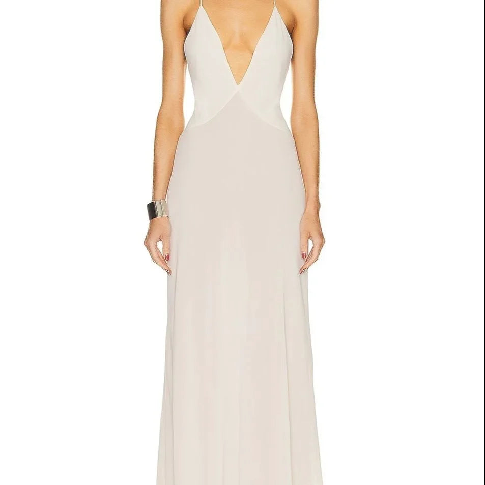 Sexy Spaghetti Strap Tie Flowers Evening Backless Women Dress Summer New V-neck Slim Female Vestidos Party Clubwear