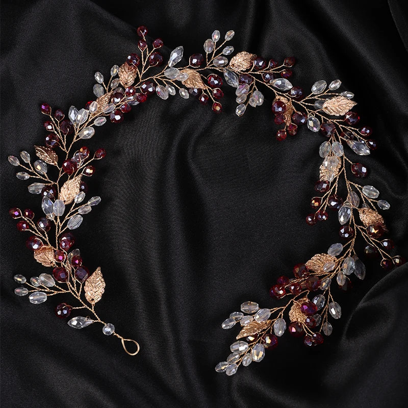 qgtao - Gold Alloy Crystal Bead Flower Headband Hair Accessories Tiaras Bridal Headwear Wedding Hair Jewelry Party Prom Headpiece