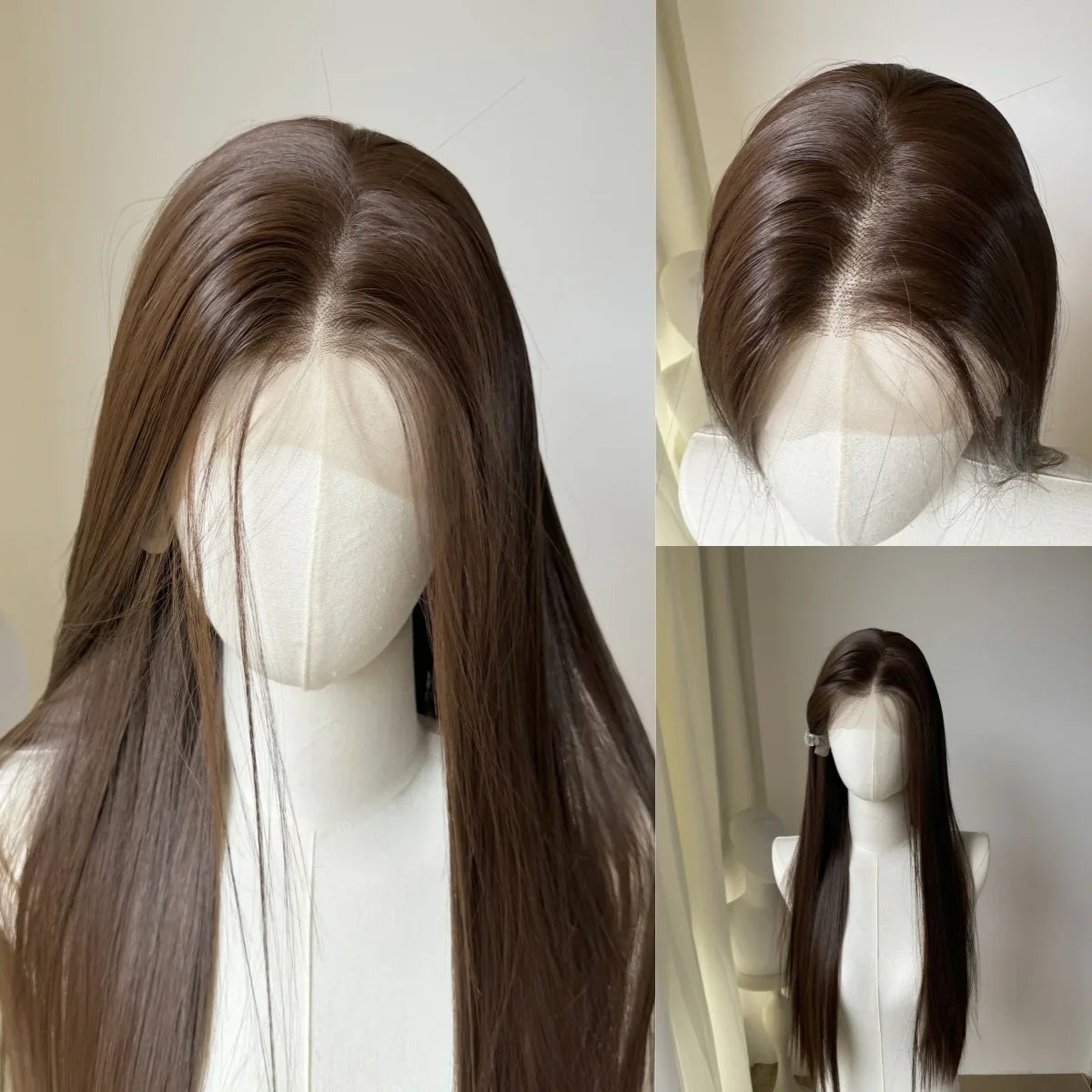 OKLULU - Brown Wig 13*4 Lace Front Wig for Women Long Straight Hair High Quality Heat Resistant Synthetic Wigs for Daily Use Cosplay