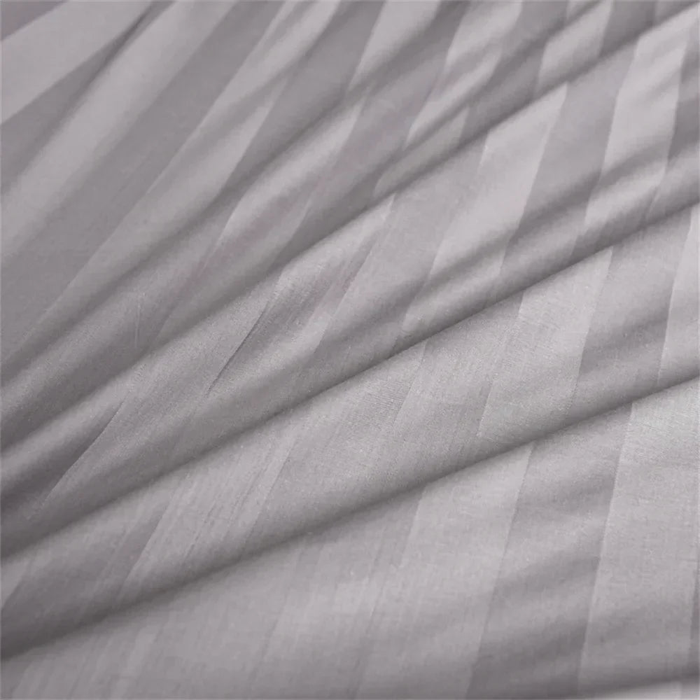 Yeknu Nordic Sliver Grey Stripes 100% Egyptian Cotton Jacquard Bedlinens Queen King Size Set Fitted Sheet Duvet Cover Bedding