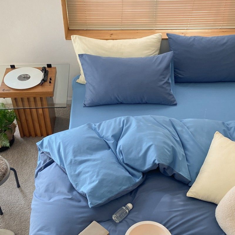 Yeknu Grey Bedding Set Solid Color Flat Sheet Duvet Cover No Filling Pillowcase Bed Linens Polyester Twin Queen Size Home Textile