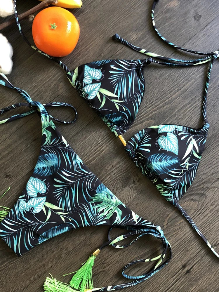 qgtao 2024 Sexy Micro Bikinis Swimwear Women Push-up Swimsuit Bathing Suit Bandage Beach Wear Brazilian Biquini Bikini Set