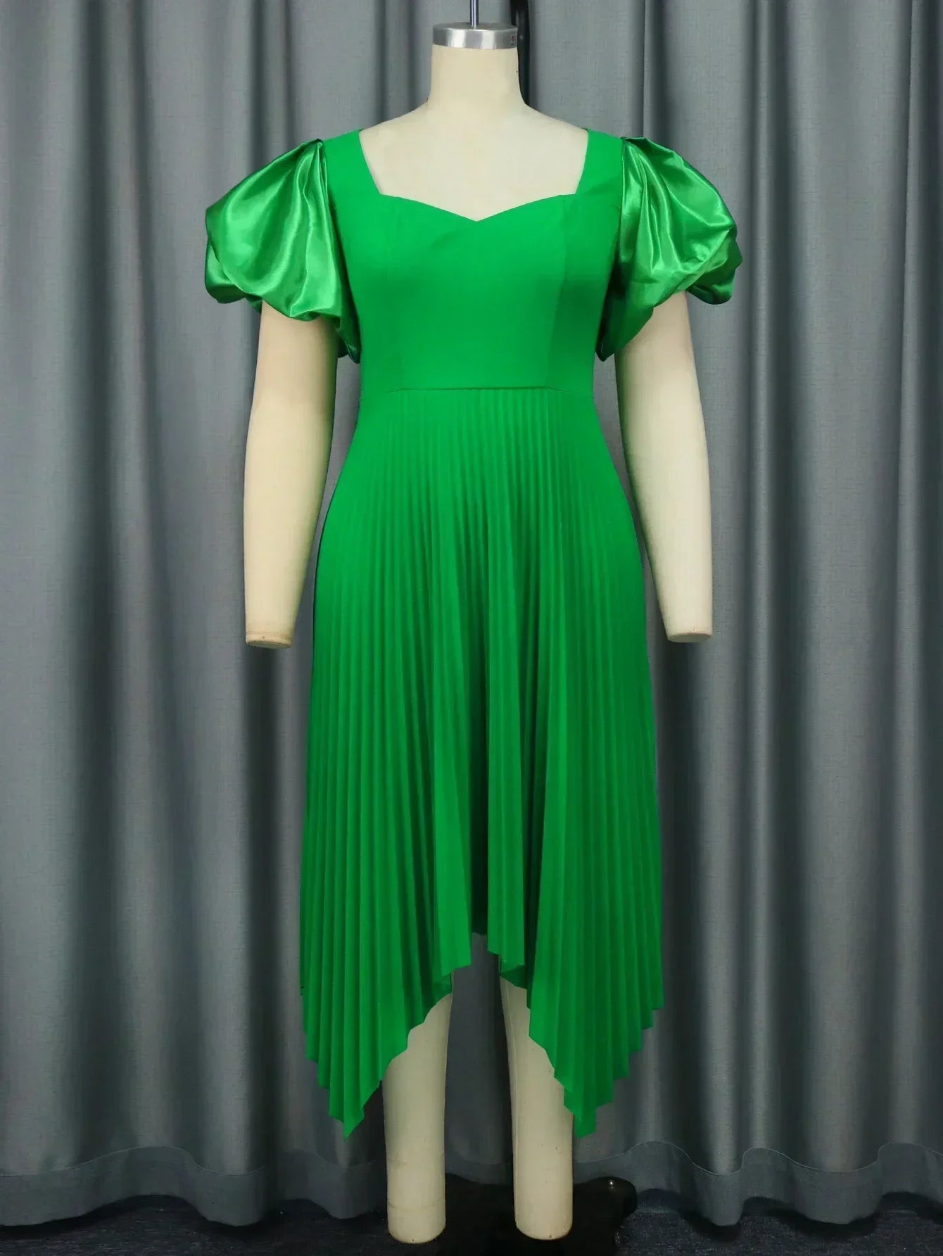 qgtao  Party Dress For Women Sweetheart Neck Puff Sleeve Irregualr Pleated Hem Elegant Formal Evening Birthday Gowns Plus Size