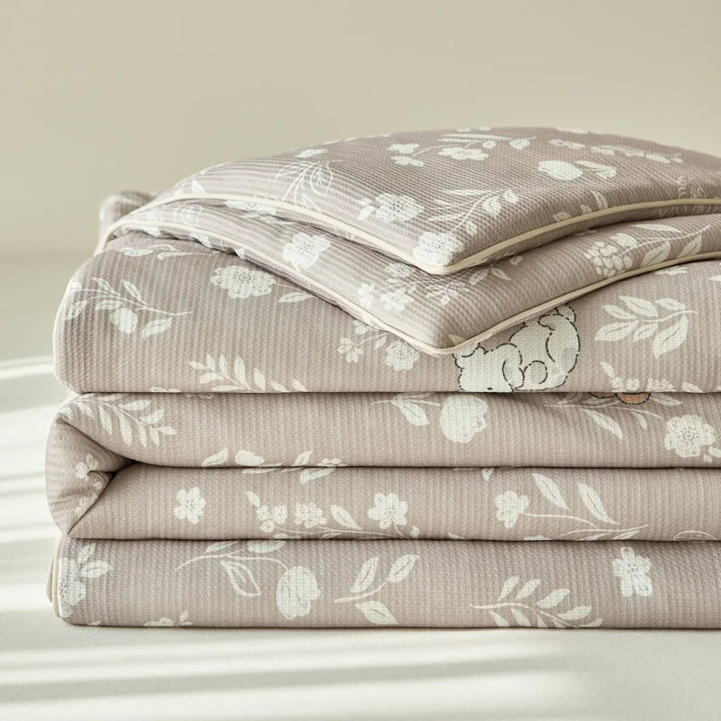Yeknu Summer Quilt Class A Knitted Aerobic Cotton Printed Soybean Quilt Summer Bedspread Home Textiles