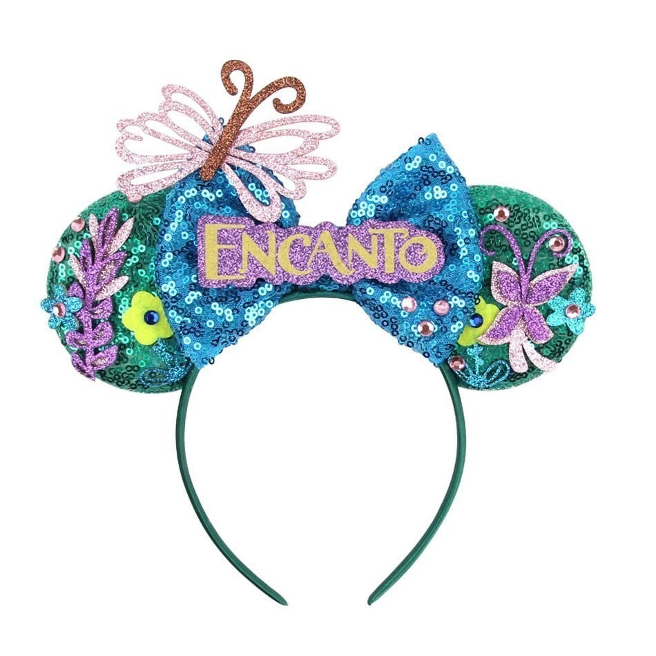 Children Hair Accessories Kids Party Encanto Headband Baby Bridesmaid Mouse Ear Hair Band Teens Wedding Sparkle Sequins Headwear