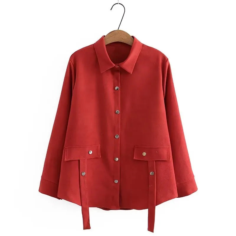 qgtao Plus Size Women's Clothing Long-Sleeved Shirt Button Version Spring And Autumn Solid Color Non-Stretch Cardigan Large Size Tops