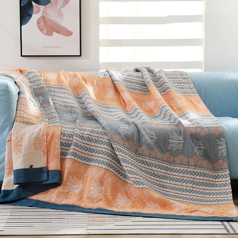 Yeknu Textile City 5 Layer Yarn Cotton Towel Thread Blanket Double Blanket Bedspr Gauze Cover Air Condition Quilt for Summer 200x230