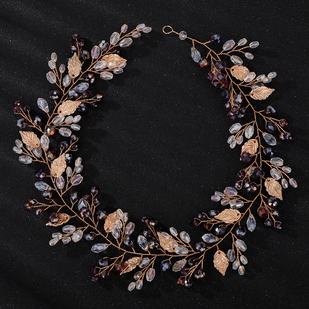 qgtao - Gold Alloy Crystal Bead Flower Headband Hair Accessories Tiaras Bridal Headwear Wedding Hair Jewelry Party Prom Headpiece