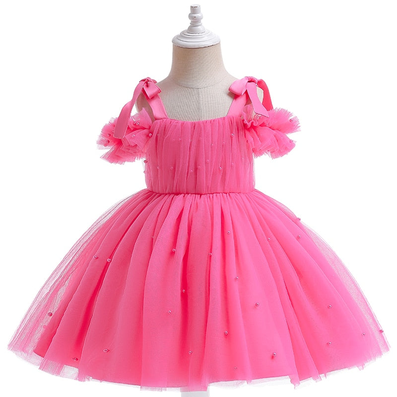 Summer Lace Princess Dresses For Kids 1-5 Year Birthday Dress Flowers Girls Dress Children's Birthday Party Costume Infant Dress