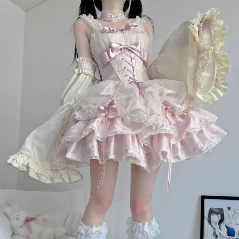 qgtao French Rose Deacon Jacquard JSK Party Corset Dress Set Court Style Women's Sweet Elegant Ball Gown Ballet Style Lolita Dress