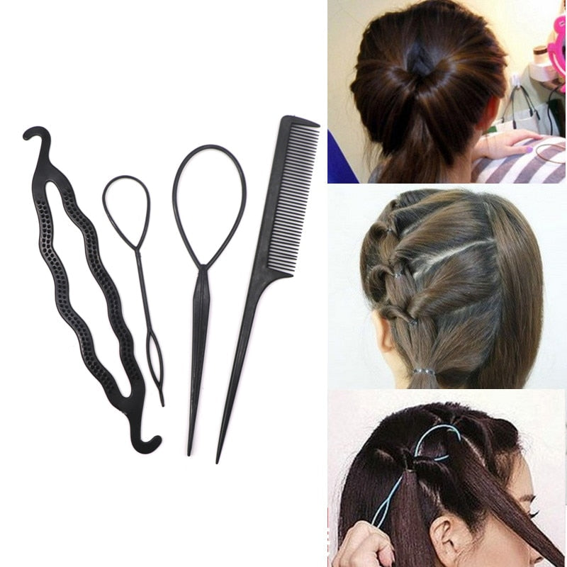 Women Hairpins Styling Clip Fluffy Stick Bun Maker Plastic Braiding Tool Ponytail Holder Hair Combs Hair Clip Accessories