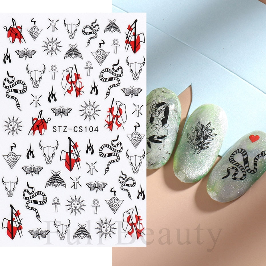 3D Christmas Sticker for Nails Cute Cartoon Sliders Snowflake Elk Xmas Tree Decal Gel Polisn Manicure Nail Art Decor SACA717-724