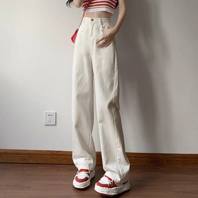 qgtao High Waiste Jeans Y2K Fashion Women Clothing Blue Black Straight Leg Denim Pants Trousers Mom Jean Baggy Trousers Tall