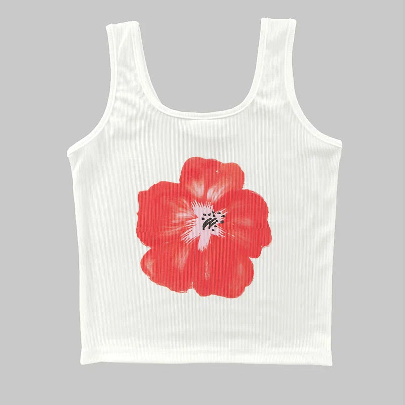 qgtao Sexy Summer Crop Tops Aesthetic Flowers Graphic Baby Tee Goth Harajuku Y2k Style Short Sleeve Camis Vintage Woman 2000s T-shirts