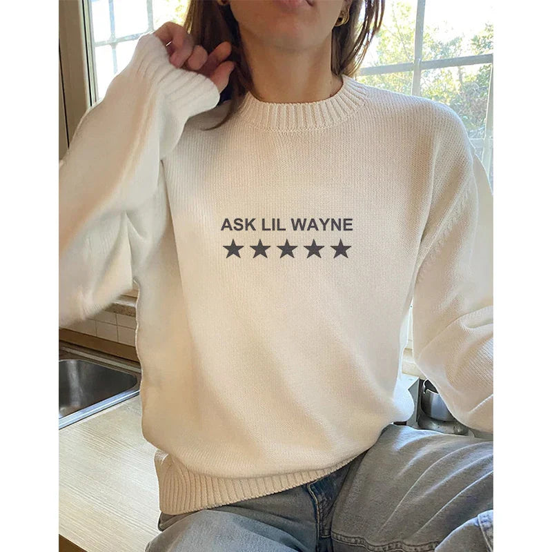qgtao Y2K Sweaters Harajuku Pullover Autumn Winter Long Sleeve Knitwear Streetwear Punk Jumper Women Graphic Clothes Vintage Warm Tops