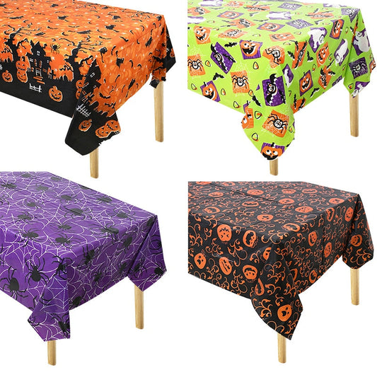 Halloween Decoration Tablecloth Pumpkin Spider Web Bat Plastic Table Cover Festival Party Home Table Decoration Supplies