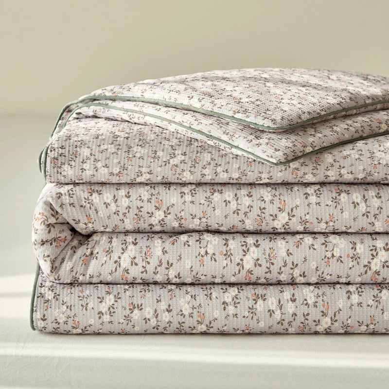 Yeknu Summer Quilt Class A Knitted Aerobic Cotton Printed Soybean Quilt Summer Bedspread Home Textiles