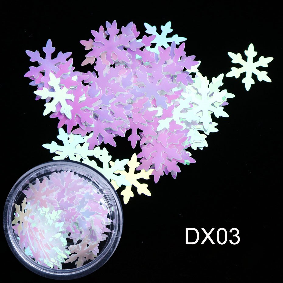 1 box White Snowflake 3D Nail Art Sequins Winter Christmas Snow Flakes Holographic Charms Polishing Gel Accessories SA1980