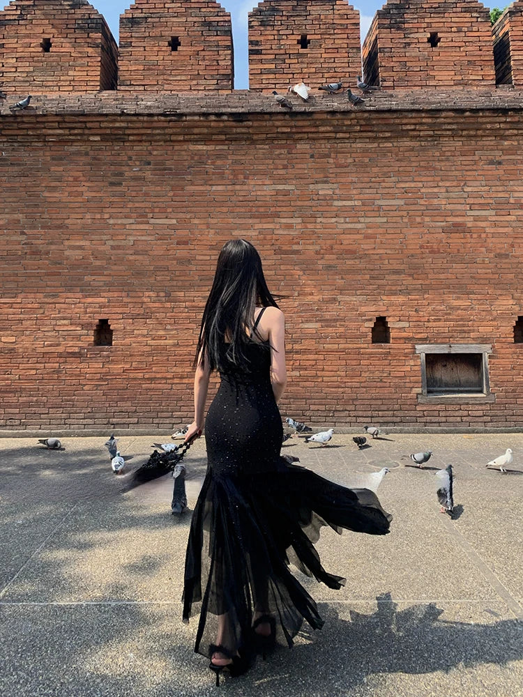 qgtao Casual Even Party Midi Dress Female Vintage Bodycon Strap Dress Even Party Chic 2024 Summer Outwear Beach Style Clothing Korean