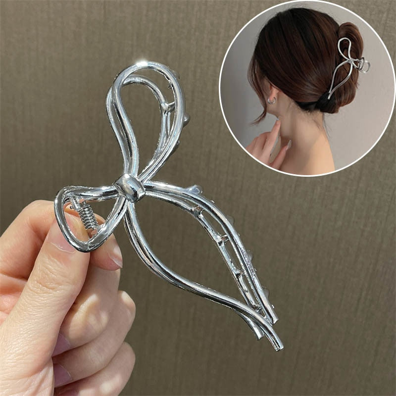 Simple Metal Hollow Out Geometric Hair Claw Ladies Elegant Hair Accessories Cross Crab Bath Clip For Women Fashion Girl Headwear