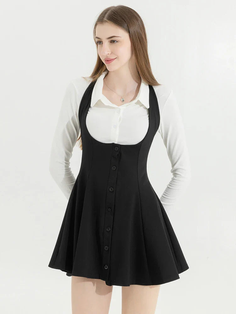 qgtao Korean Y2k Two Piece Sets Fall Outfits Office Women Skirt Sets Lapel Cardigan Crop Tops + Suspender Mini Skirt Elegante Clothes